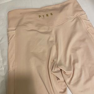 Pink cream velvet leggings
